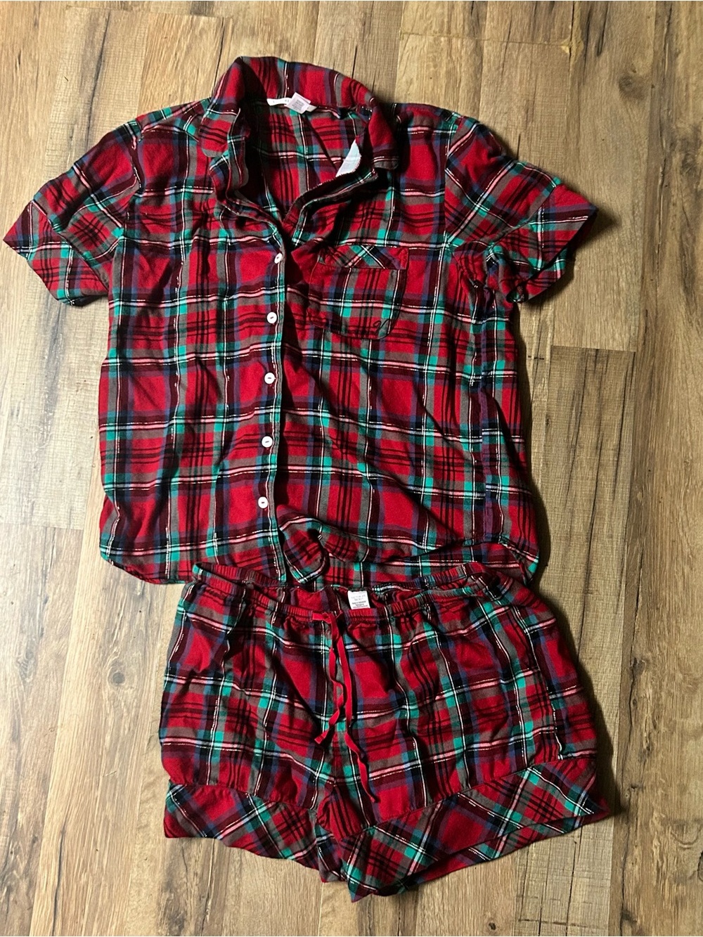 Victoria's Secret Soft Flannel Plaid Pajama Short Set Red Size XS